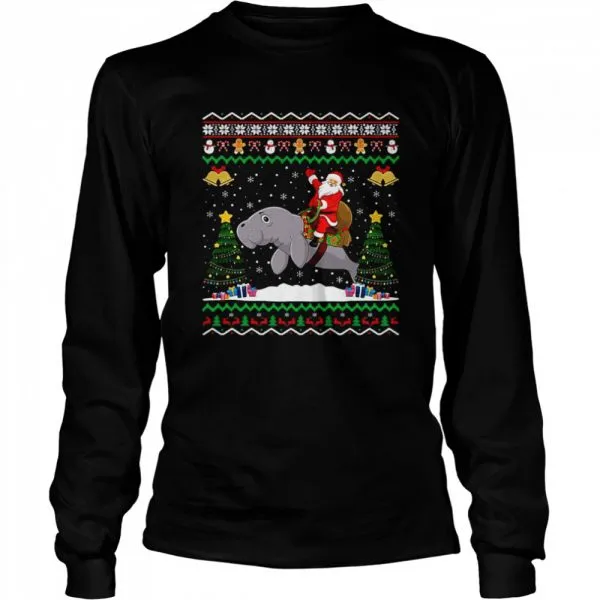 Dolphin Ugly Xmas Gift Santa Riding Dolphin Christmas Classic Mens T-shirt - Image 4