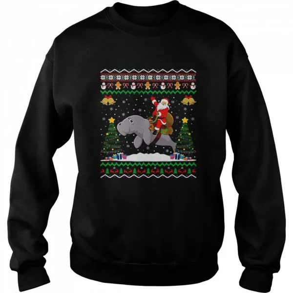 Dolphin Ugly Xmas Gift Santa Riding Dolphin Christmas Classic Mens T-shirt - Image 5