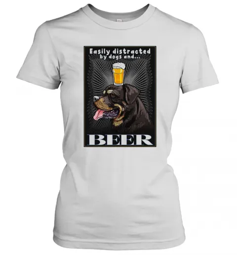 Easily Distracted By Dogs And Beer Vertical Poster T-Shirt Classic Mens T-shirt - Image 3