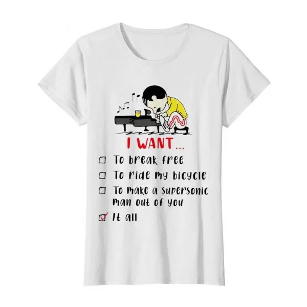 Freddie Mercury Play Piano I Want To Break Free To Ride My Bicycle To Make A Supersonic Man Out Of You shirt - Image 3