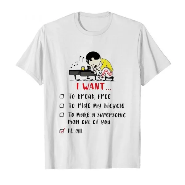 Freddie Mercury Play Piano I Want To Break Free To Ride My Bicycle To Make A Supersonic Man Out Of You shirt - Image 2