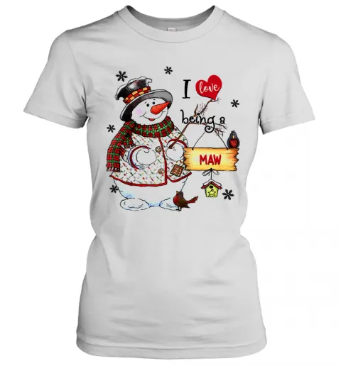 I Love Being A Maw Snowman Grandma T-Shirt Classic Mens T-shirt - Image 3
