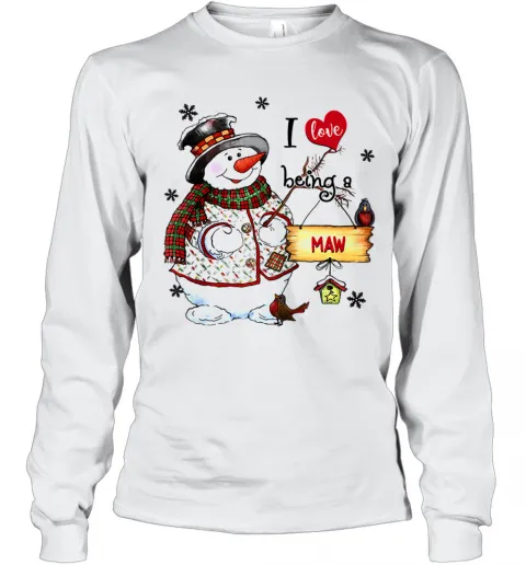 I Love Being A Maw Snowman Grandma T-Shirt Classic Mens T-shirt - Image 4
