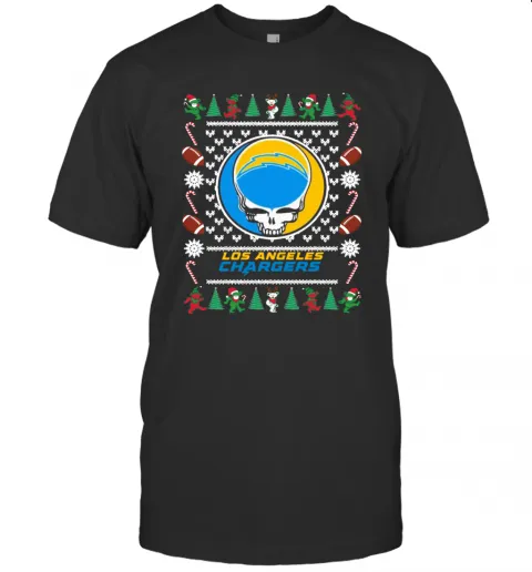 Los Angeles Chargers Grateful Dead Ugly Christmas T-Shirt Classic Mens T-shirt
