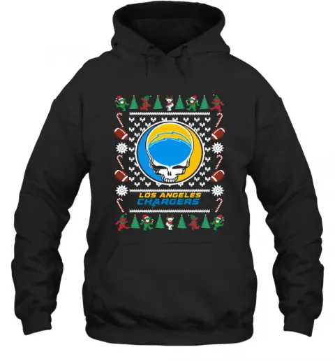 Los Angeles Chargers Grateful Dead Ugly Christmas T-Shirt Classic Mens T-shirt - Image 6