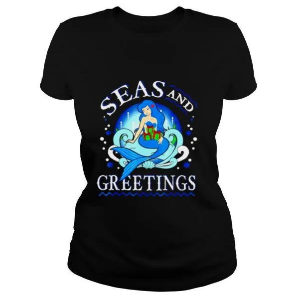 Mermaid seas and greetings Christmas shirt - Image 2