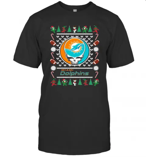 Miami Dolphins Grateful Dead Ugly Christmas T-Shirt Classic Mens T-shirt