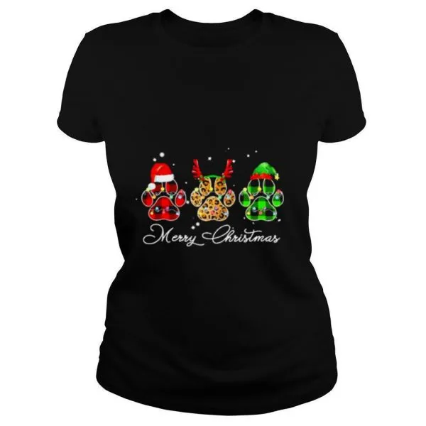 Paw dogs santa merry christmas shirt - Image 2