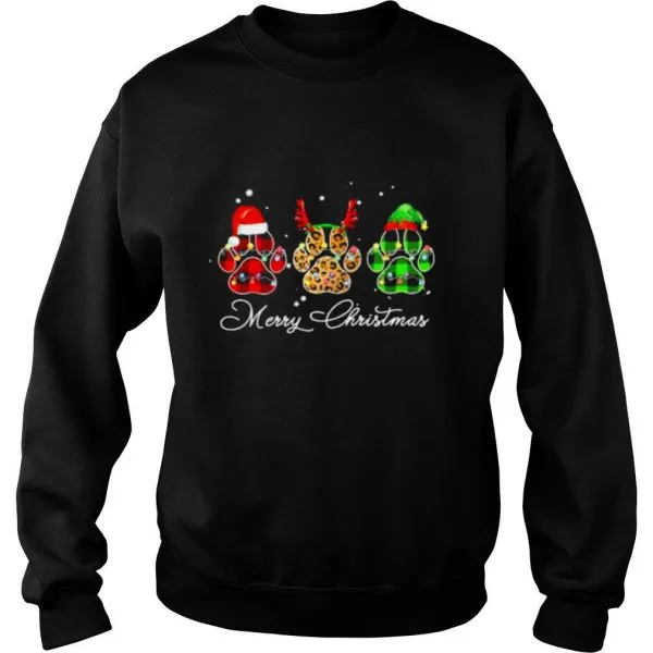 Paw dogs santa merry christmas shirt - Image 4