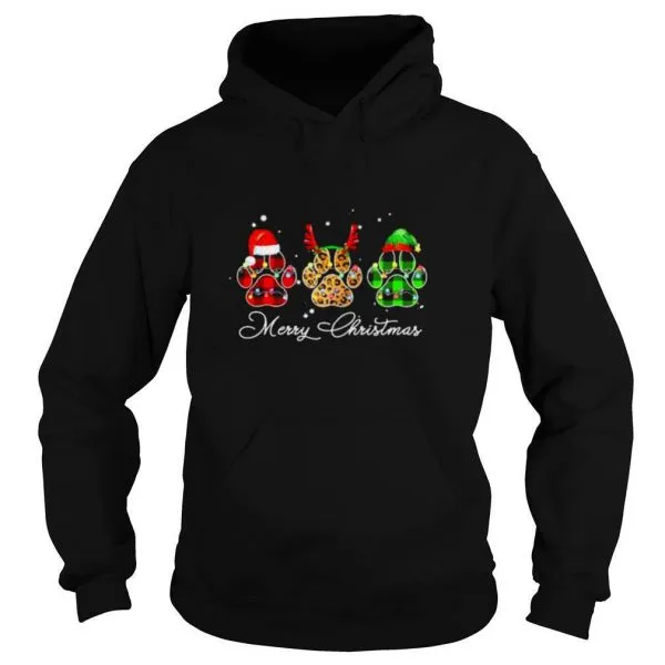 Paw dogs santa merry christmas shirt - Image 5