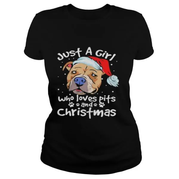 Pitbull Santa just a girl who loves pets and christmas shirt - Image 2