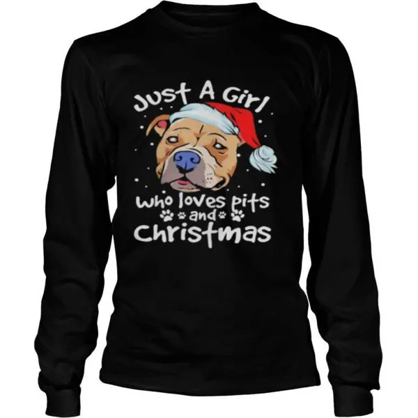 Pitbull Santa just a girl who loves pets and christmas shirt - Image 3