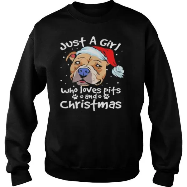 Pitbull Santa just a girl who loves pets and christmas shirt - Image 4