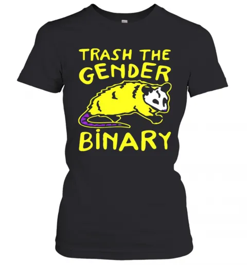 Raccoon Trash The Gender Binary T-Shirt Classic Mens T-shirt - Image 3