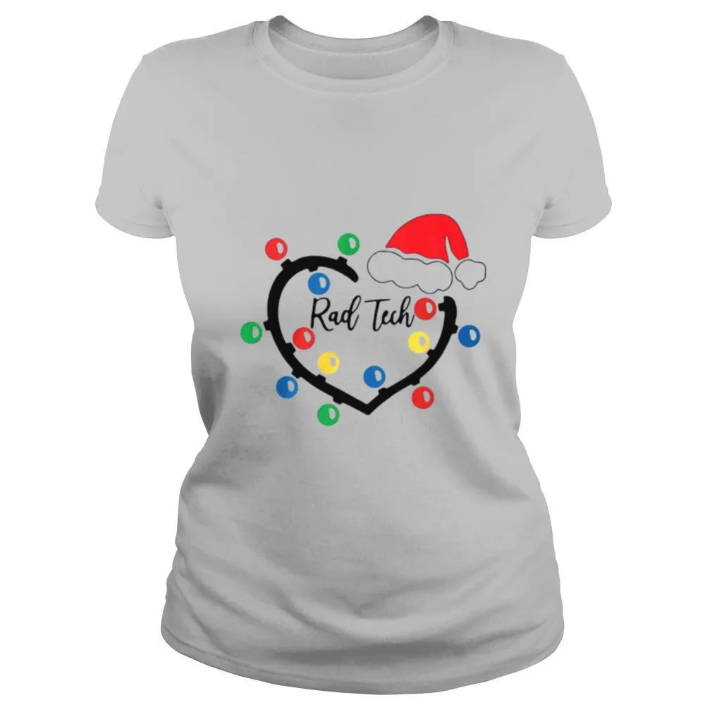 Rad Tech Heart Santa Hat Christmas Light shirt - Image 2