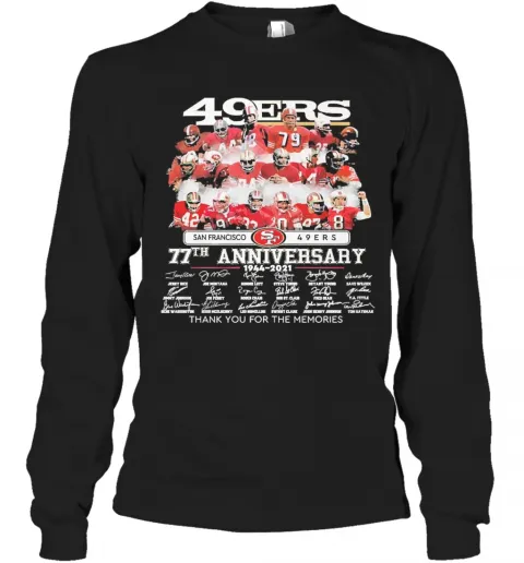 San Francisco 49Ers 77Th Anniversary Thank You For The Memories Signatures T-Shirt Classic Mens T-shirt - Image 4
