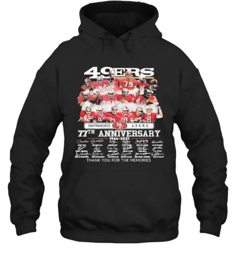 San Francisco 49Ers 77Th Anniversary Thank You For The Memories Signatures T-Shirt Classic Mens T-shirt - Image 6