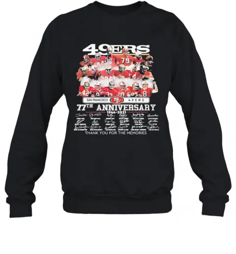 San Francisco 49Ers 77Th Anniversary Thank You For The Memories Signatures T-Shirt Classic Mens T-shirt - Image 5