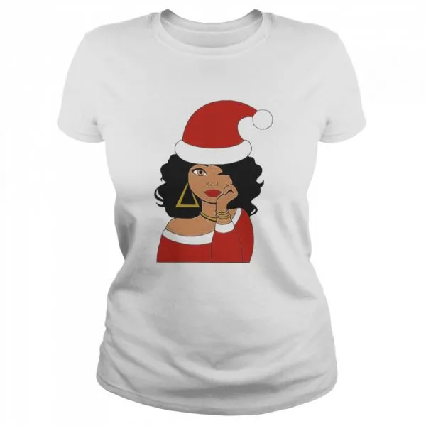 Santa Black Girl Afro Merry Christmas shirt - Image 2