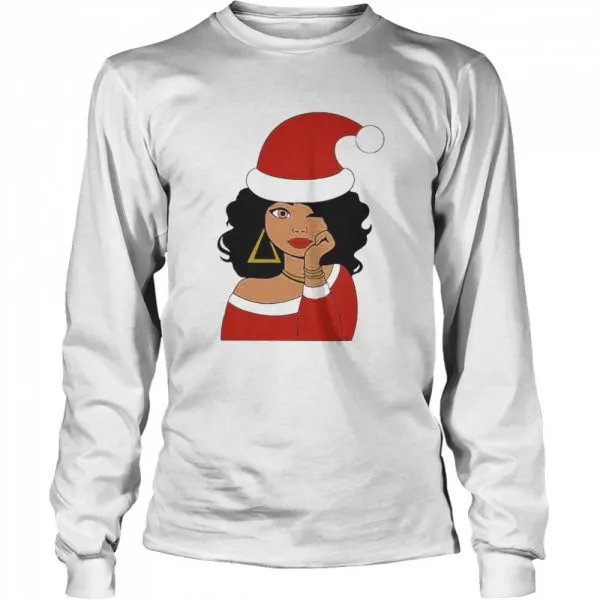 Santa Black Girl Afro Merry Christmas shirt - Image 3