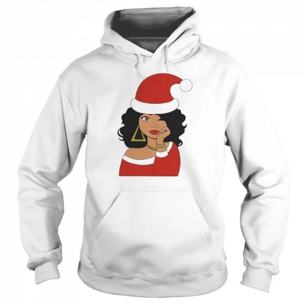 Santa Black Girl Afro Merry Christmas shirt - Image 5