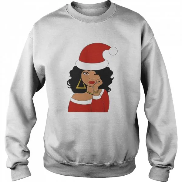 Santa Black Girl Afro Merry Christmas shirt - Image 4