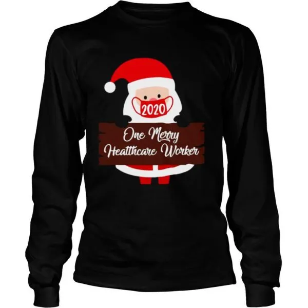 Santa Claus Face Mask 2020 One Merry Healthcare Worker Christmas shirt - Image 3