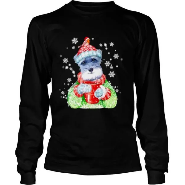 Schnauzer Warm Winter Christmas Dog Lover shirt - Image 3