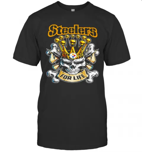 Skull King Pittsburgh Steelers For Life T-Shirt Classic Mens T-shirt