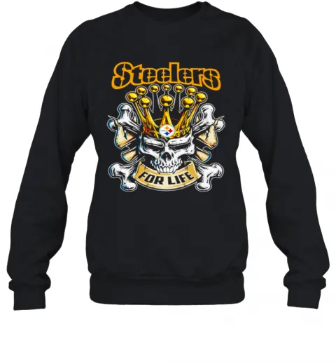 Skull King Pittsburgh Steelers For Life T-Shirt Classic Mens T-shirt - Image 5