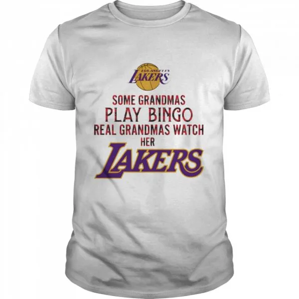 Some grandmas play bingo real grandmas watch her lakers shirt