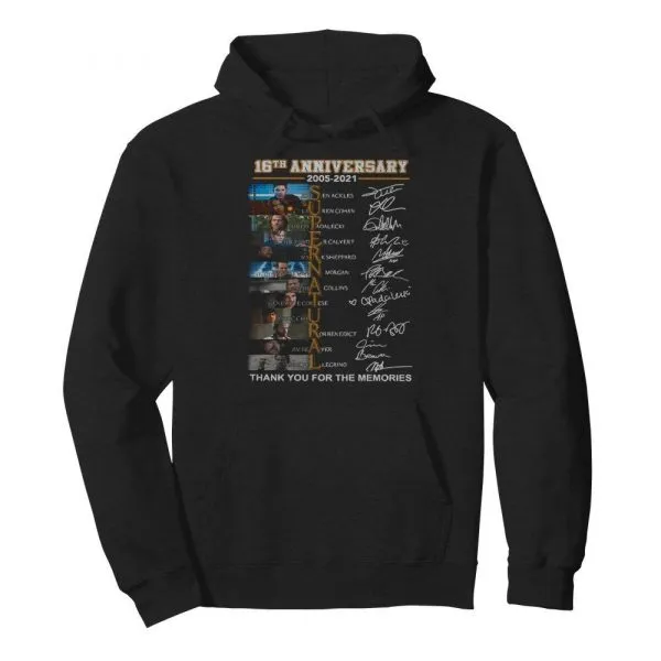 Supernatural 16th Anniversary 2005 2021 Thank You For The Memories Signatures shirt - Image 6