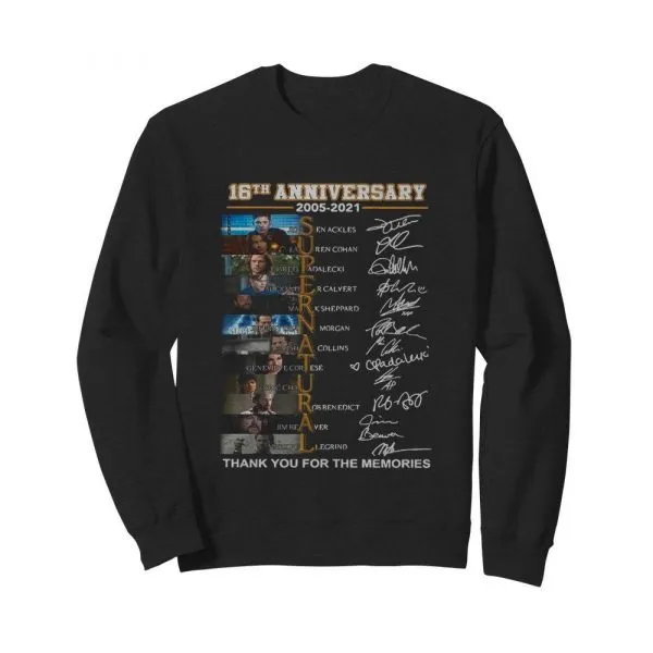 Supernatural 16th Anniversary 2005 2021 Thank You For The Memories Signatures shirt - Image 5