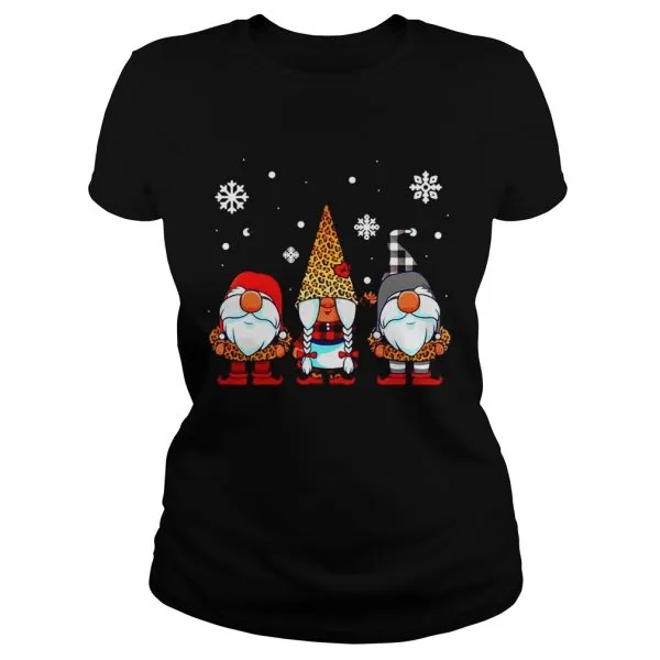 Three gnomes in leopard print buffalo plaid christmas Unisex - Image 3