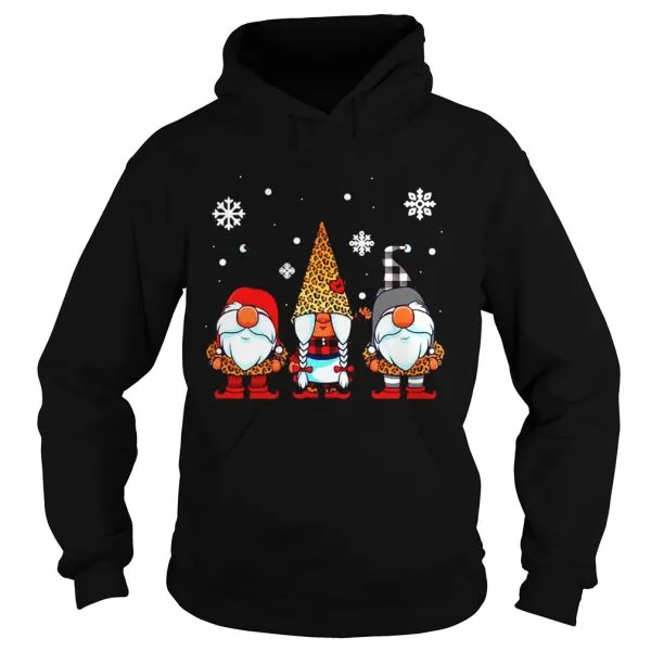 Three gnomes in leopard print buffalo plaid christmas Unisex - Image 4