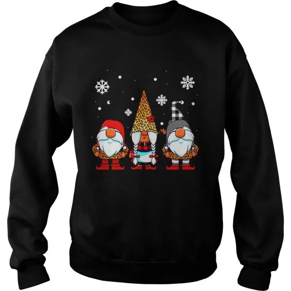 Three gnomes in leopard print buffalo plaid christmas Unisex - Image 5