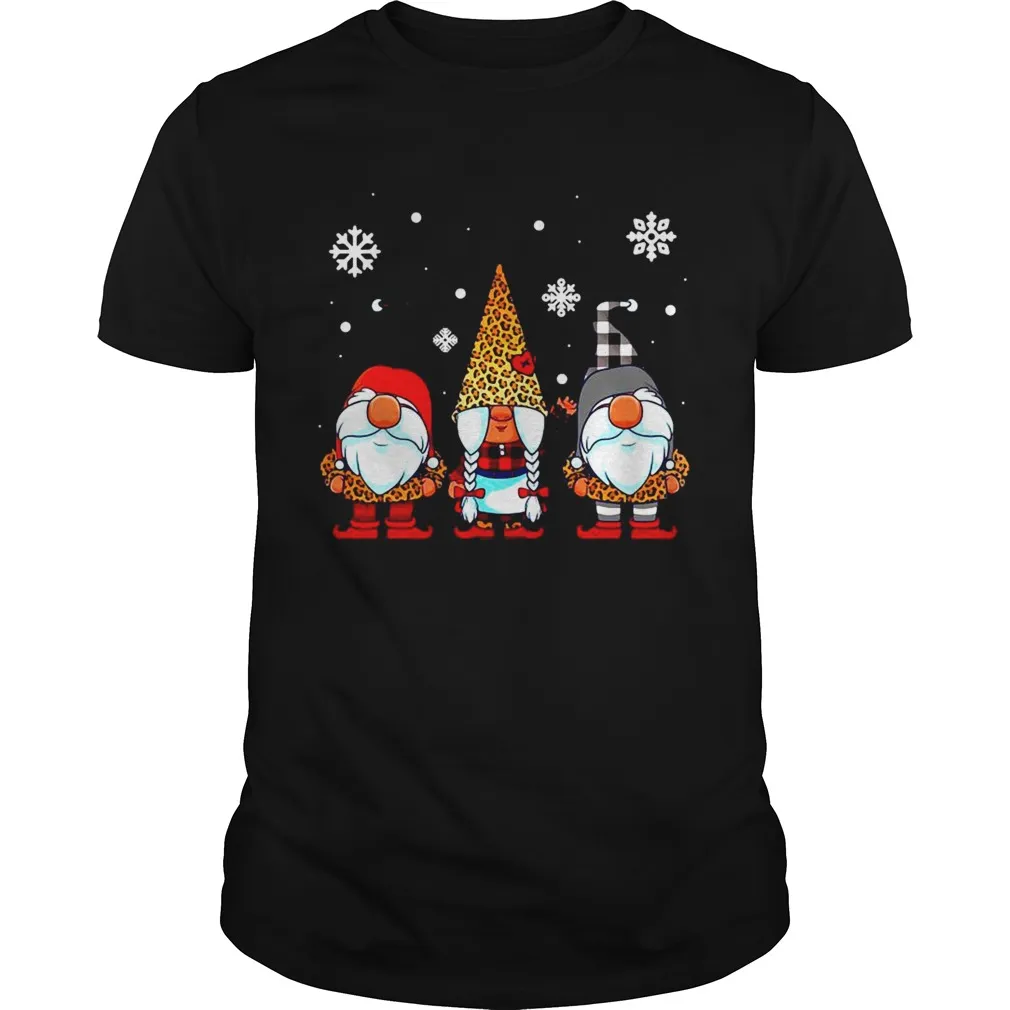 Three gnomes in leopard print buffalo plaid christmas Unisex