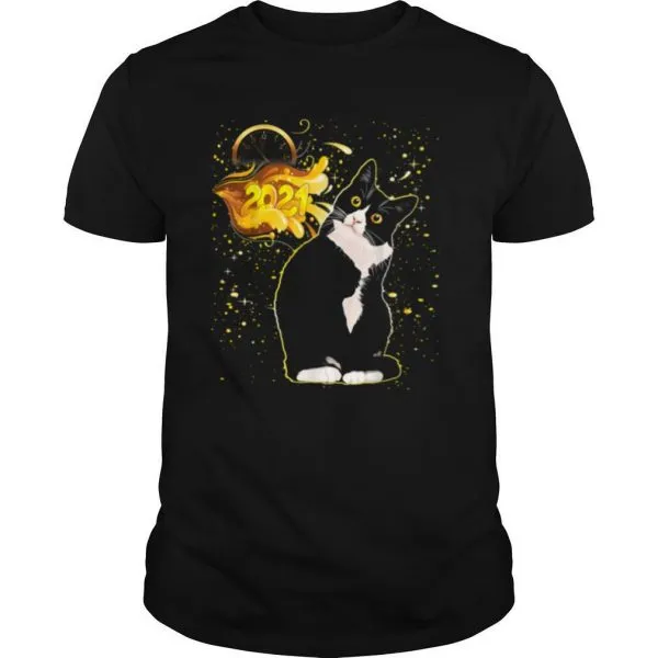 Tuxedo Cat Happy New Year 2021 Party Celebration shirt