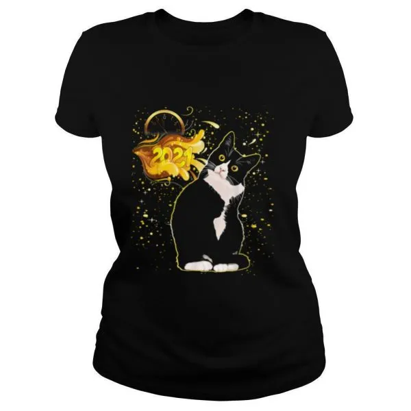 Tuxedo Cat Happy New Year 2021 Party Celebration shirt - Image 2