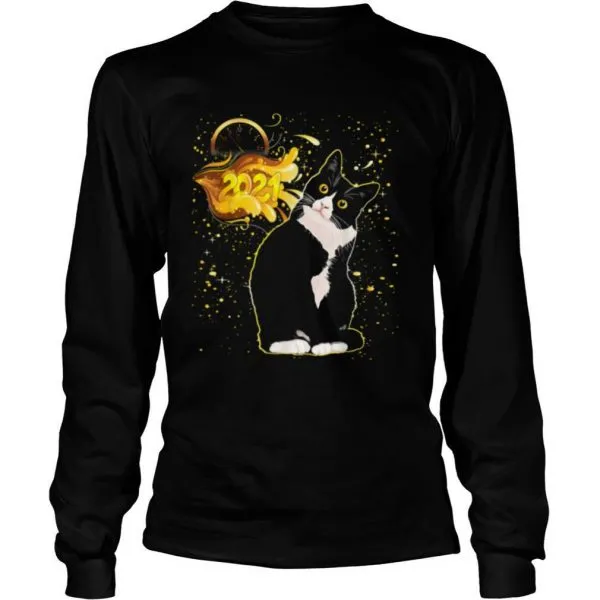 Tuxedo Cat Happy New Year 2021 Party Celebration shirt - Image 3