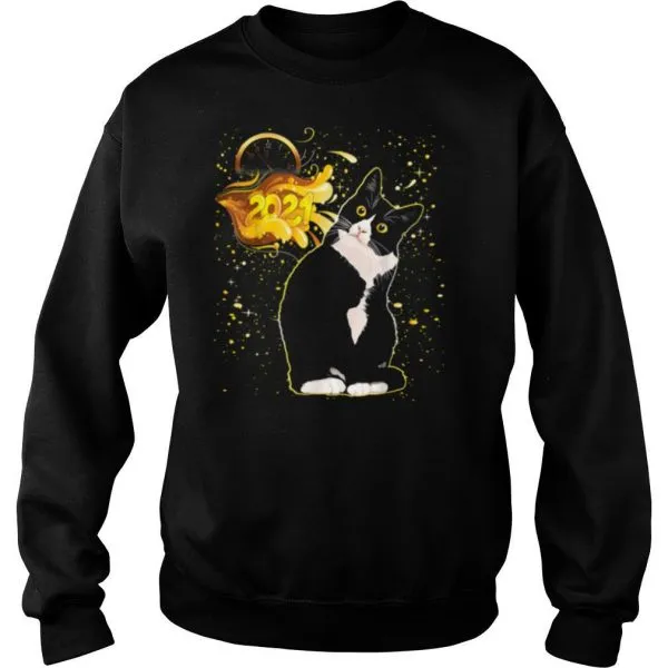 Tuxedo Cat Happy New Year 2021 Party Celebration shirt - Image 4