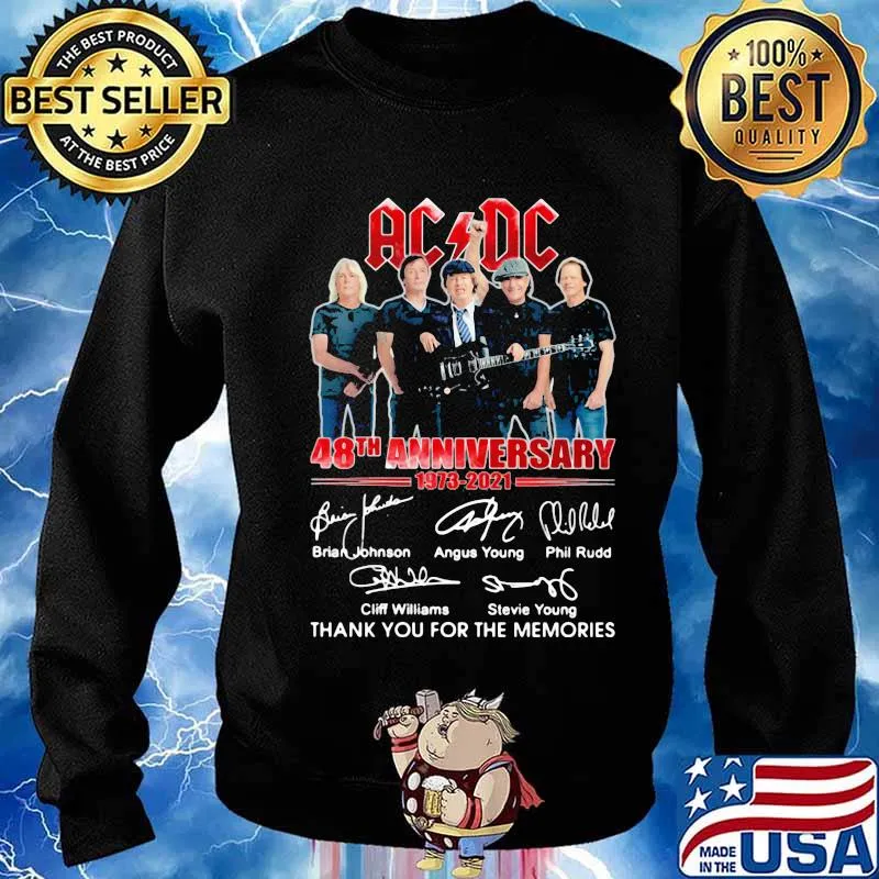 Ac Dc Band Music 48th 1973 2021 Anniversary Thank You For The Memories Signuature Shirt Sweater