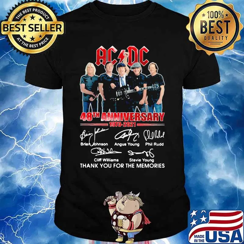Ac Dc Band Music 48th 1973 2021 Anniversary Thank You For The Memories Signuature Shirt