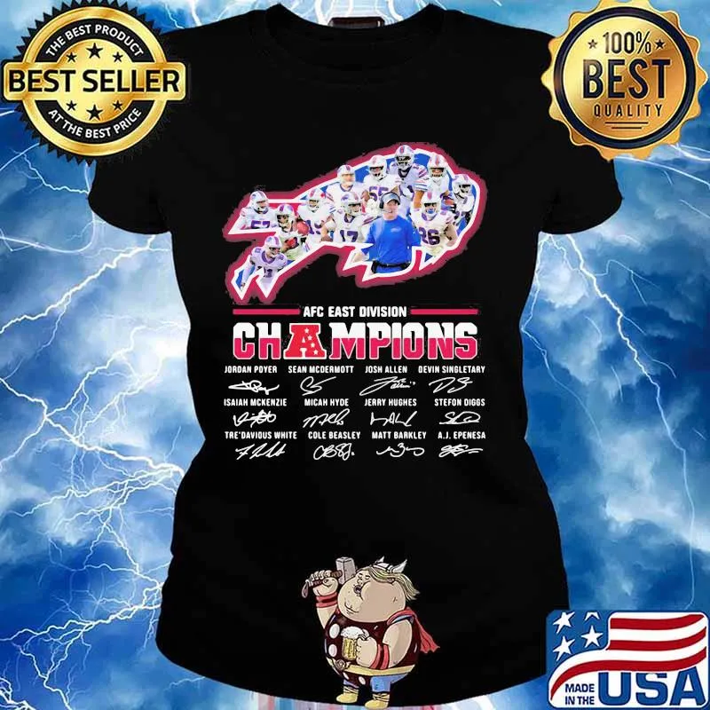 Afc East Division Champins Signature Football Buffalo Bill Shirt Ladies tee