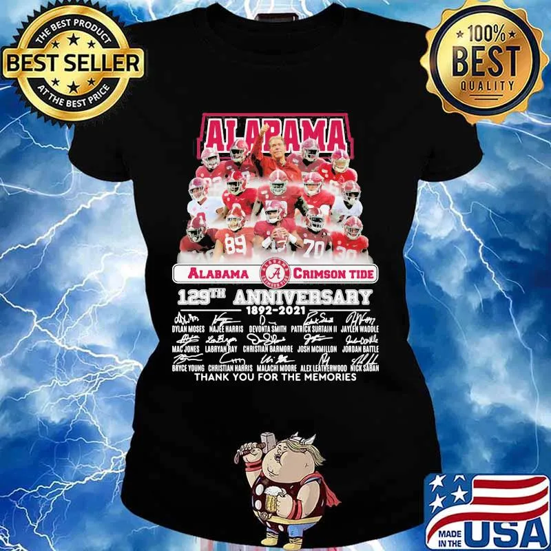 Alabama Crimson Tide 129th Anniversary 1892 2021 Thank You For The Memories Signature Shirt Ladies tee