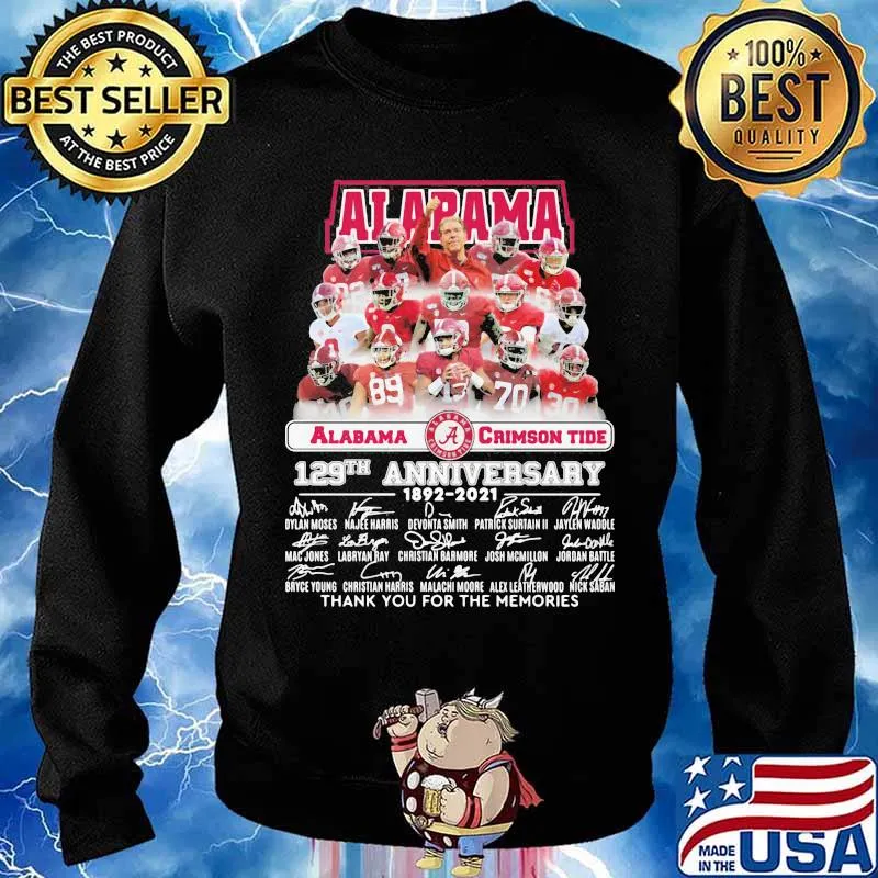 Alabama Crimson Tide 129th Anniversary 1892 2021 Thank You For The Memories Signature Shirt Sweater
