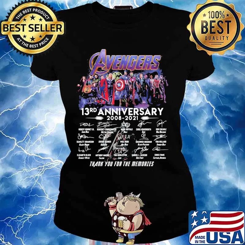 Avengers 13rd Anniversary 2008 2021 Thank You For The Memories Signature Shirt Ladies tee