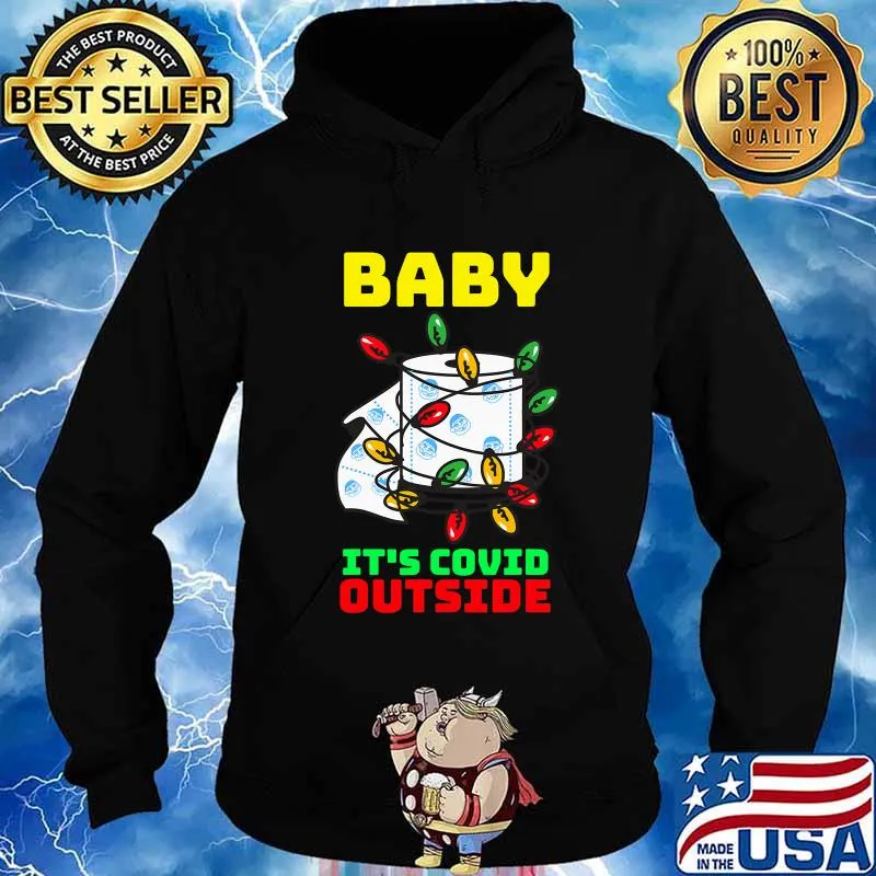 Baby Its Covid Outside Christmas Santa Toilet Paper Lights Shirt Hoodie