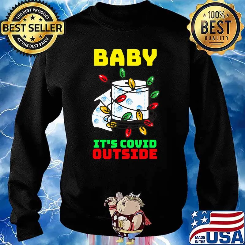 Baby Its Covid Outside Christmas Santa Toilet Paper Lights Shirt Sweater