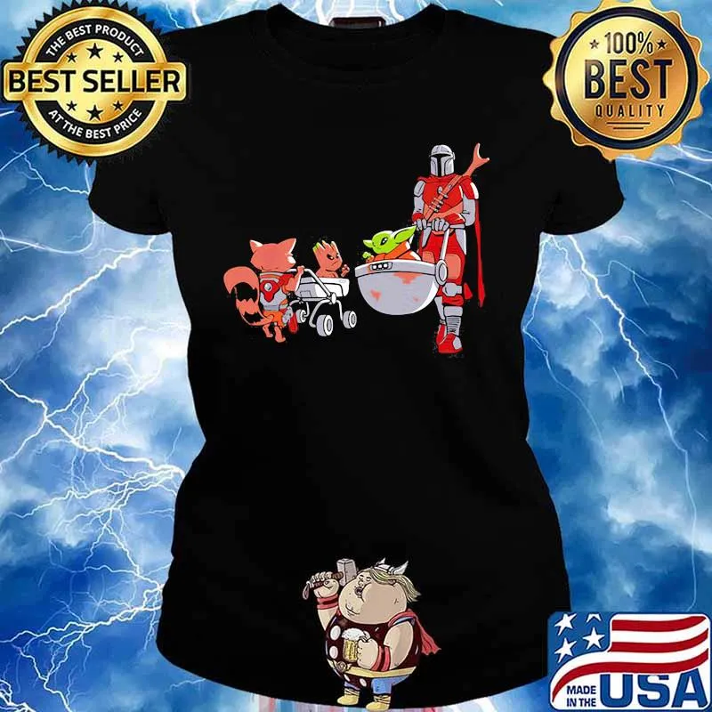 Baby Yoda The Mandalorian Star Wars Groot Avengers Shirt Ladies tee